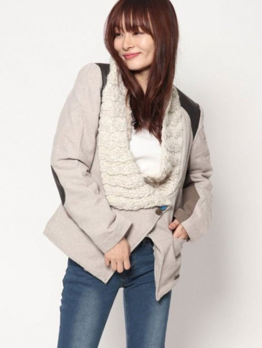 Desigual Jacket Wool Chunky Knit Faux Fur Art to Wear Boho Fall Winter Size 8